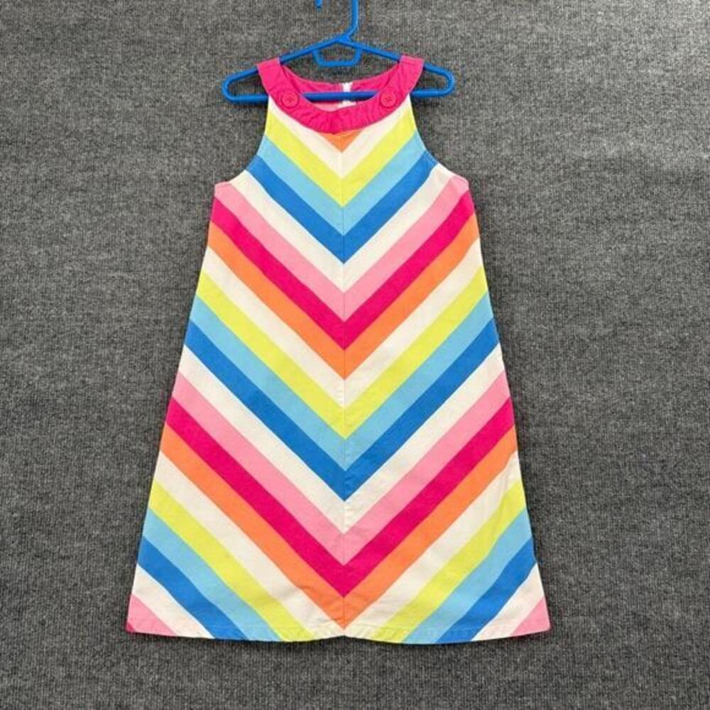 Gymboree Rainbow Cabana Dress Girls 8 Multicolor Chevron Sleeveless Cotton